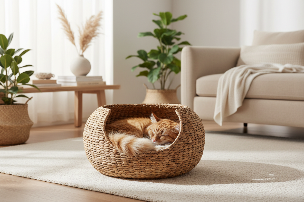 Nasza kolekcja koszy dla kotów z wikliny
