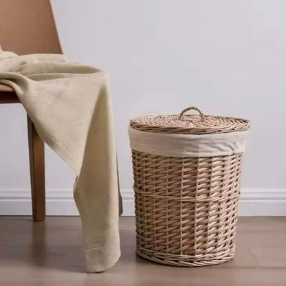 Okrągły kosz wiklinowy na pranie – kolekcja Dziedzictwo