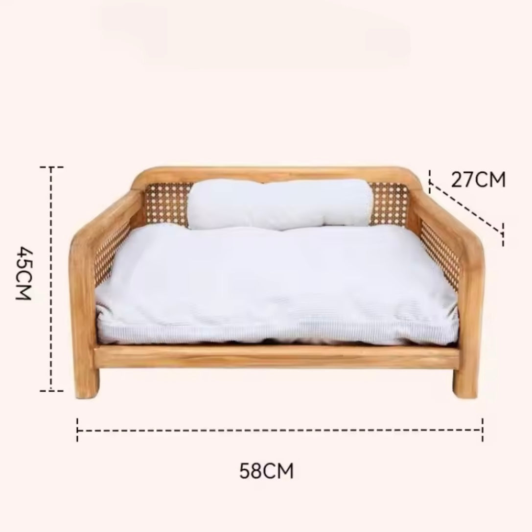 Kosz wiklinowy dla kota w formie ławki