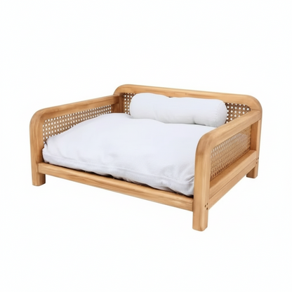 Kosz wiklinowy dla kota w formie ławki