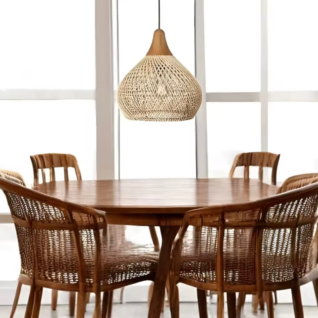 Vintage boho lampa wisząca wiklinowa