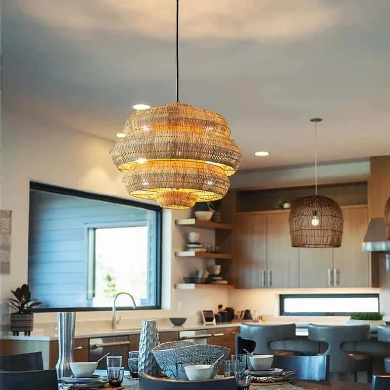 Duża lampa wisząca wiklinowa