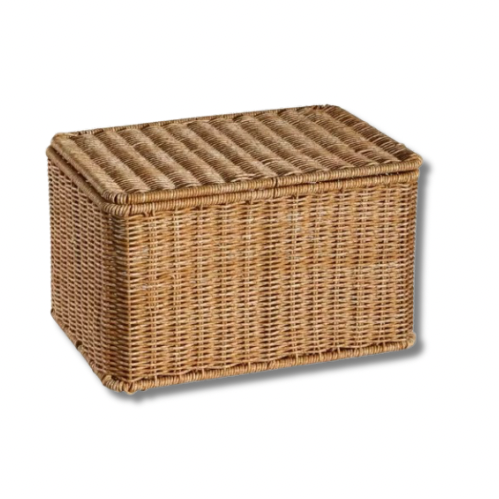 Skrzynia wiklinowa z pokrywą