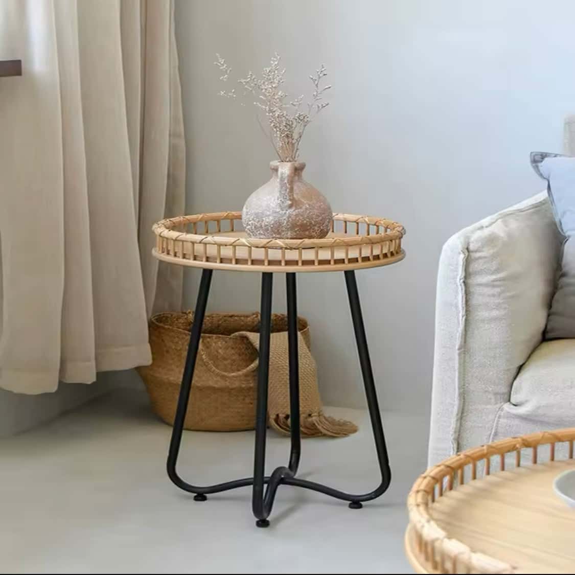 Okrągły stolik kawowy wiklinowy – kolekcja Dziedzictwo