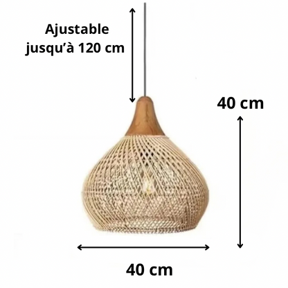 Vintage boho lampa wisząca wiklinowa