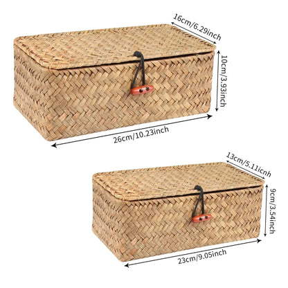 Zestaw 2 skrzyń wiklinowych do przechowywania