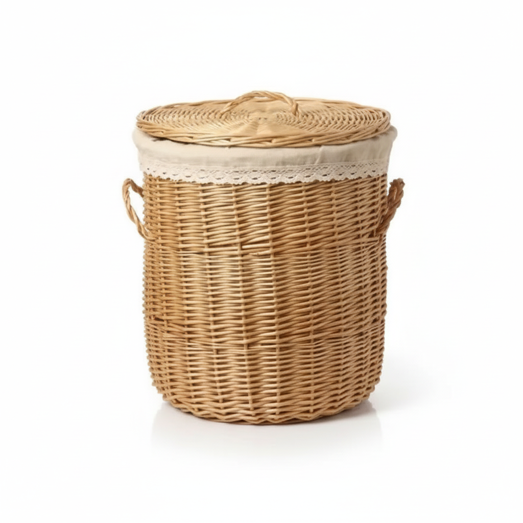 Kosz wiklinowy na pranie z pokrywą