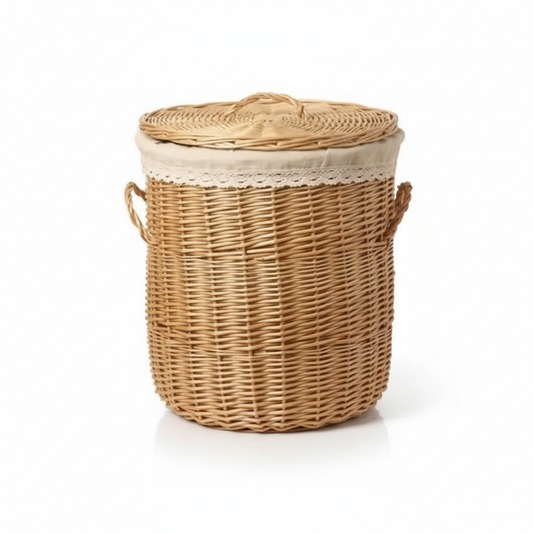 Kosz wiklinowy na pranie z pokrywą