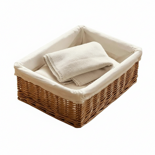 Kosz wiklinowy do przechowywania z wyściółką