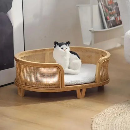 Nowoczesny kosz wiklinowy dla kota