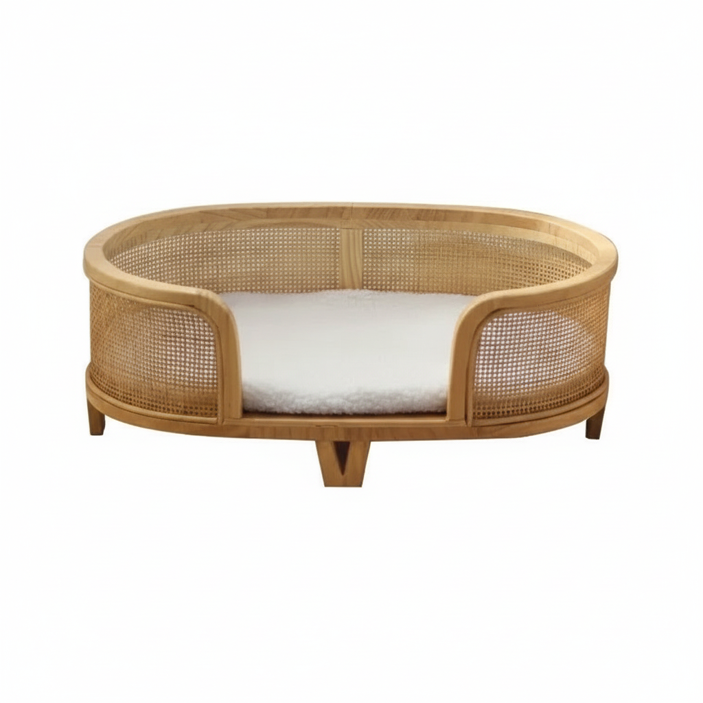 Nowoczesny kosz wiklinowy dla kota