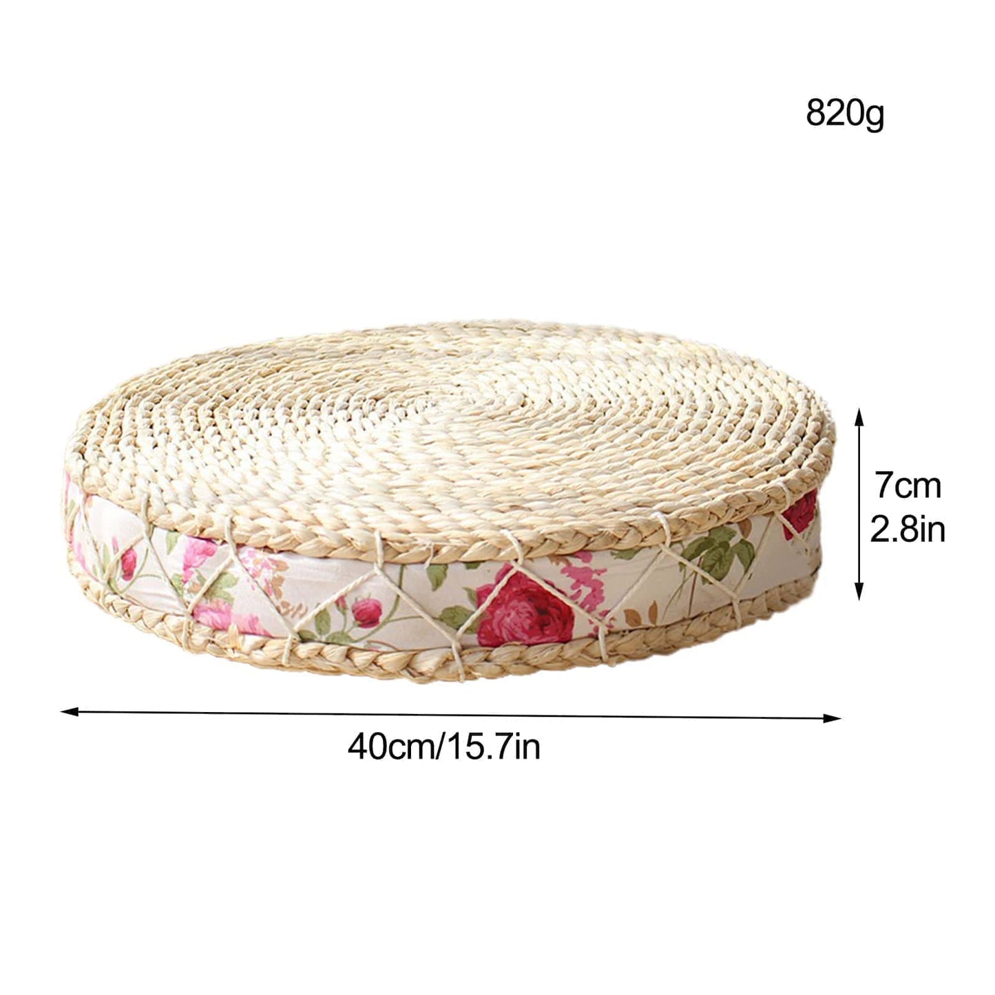 Puf wiklinowy z motywami kwiatowymi