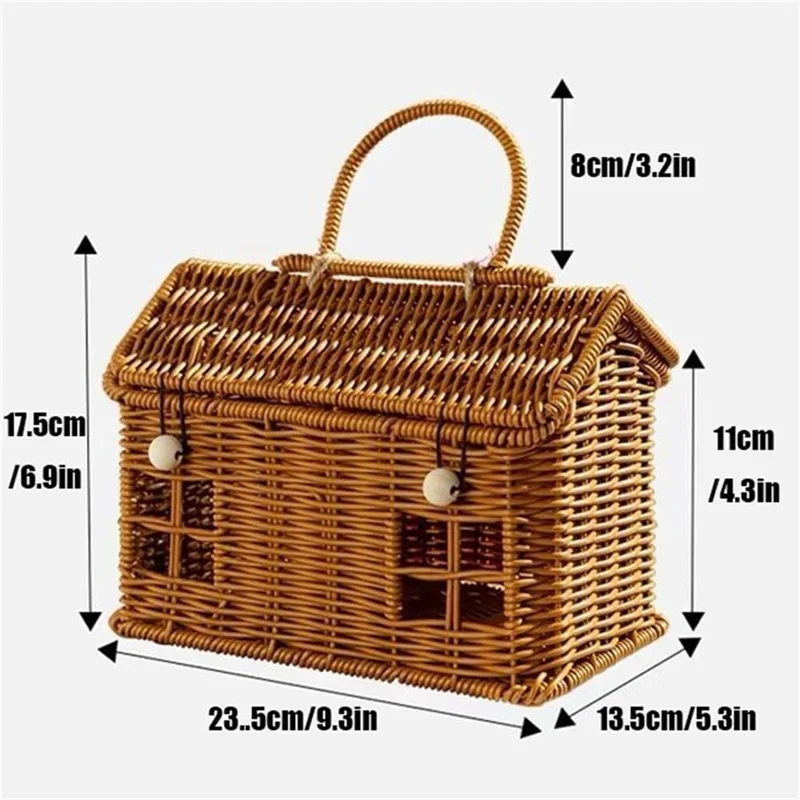 Skrzynia wiklinowa do przechowywania – domek