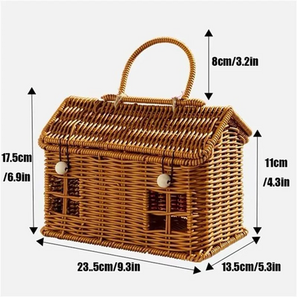 Skrzynia wiklinowa do przechowywania – domek