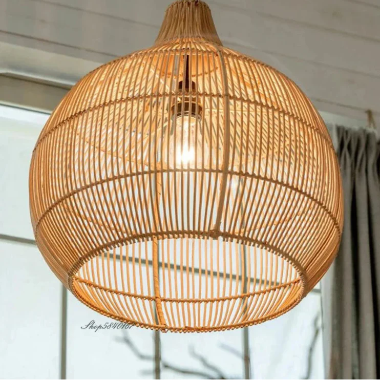 Ręcznie wykonana lampa wisząca wiklinowa – styl japoński