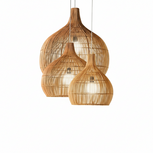 Ręcznie wykonana lampa wisząca wiklinowa – styl japoński