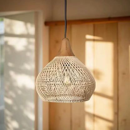 Vintage boho lampa wisząca wiklinowa