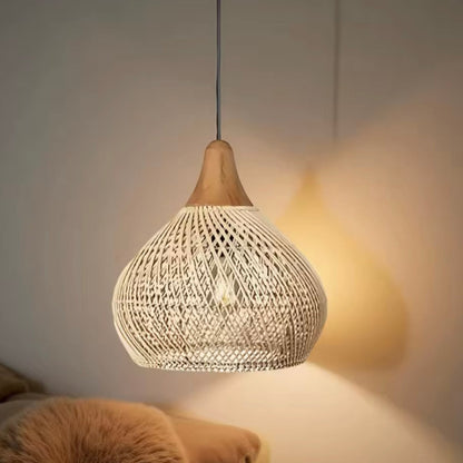 Vintage boho lampa wisząca wiklinowa