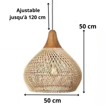 Vintage boho lampa wisząca wiklinowa