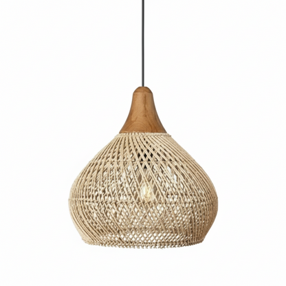 Vintage boho lampa wisząca wiklinowa