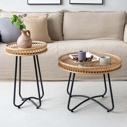 Okrągły stolik kawowy wiklinowy – kolekcja Dziedzictwo